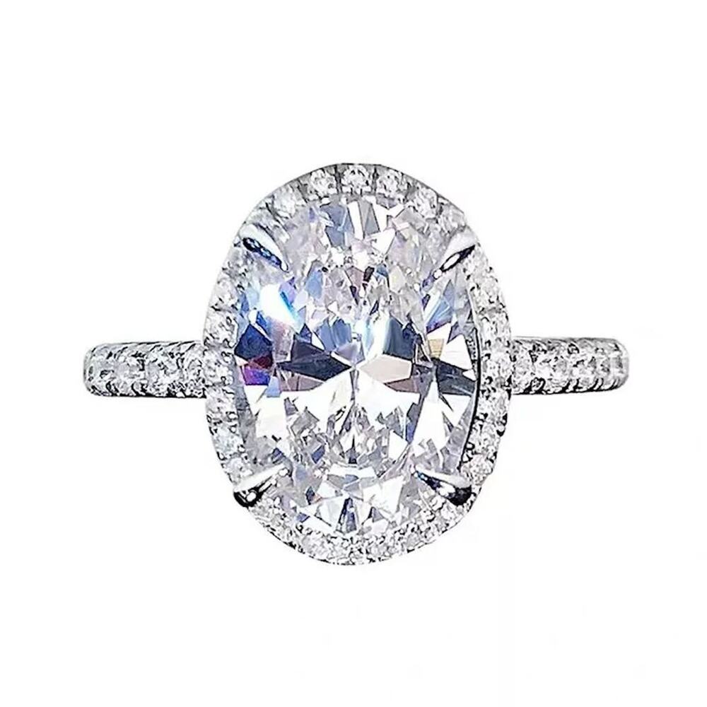 Sterling Silver 2Ct Oval Solitaire Cubic Zirconia CZ Engagement Ring SZ 6